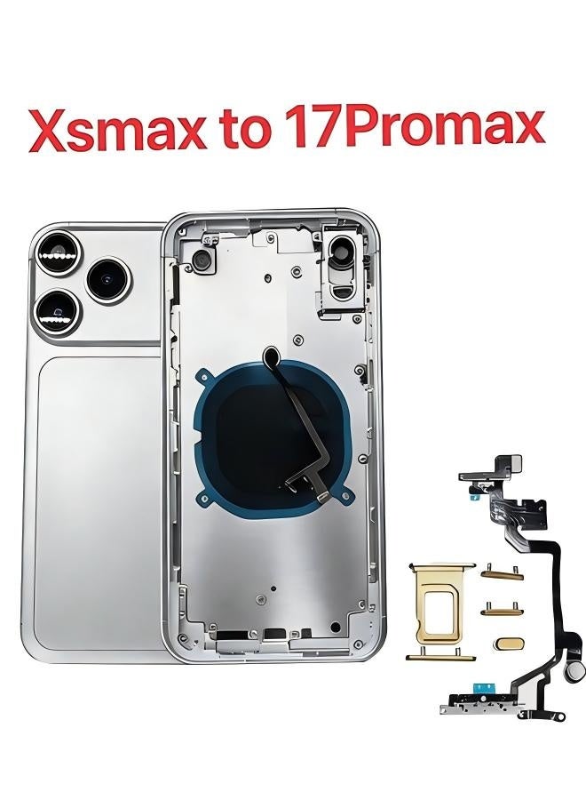 DIY ترقية البطارية الهيكل الخلفي لـ Xsmax تحويل إلى 17 بروماكس الإسكان الجسم الخلفي (الفضة) - Image 1